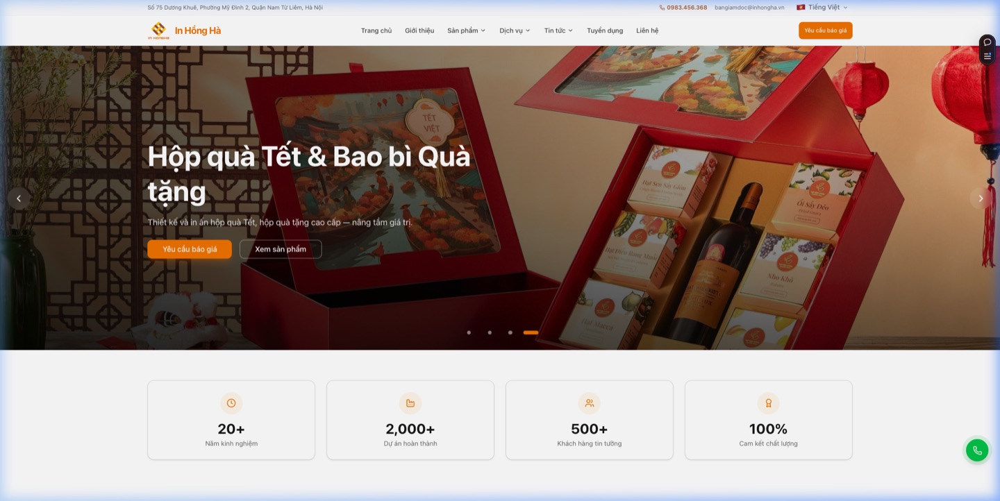 In Hồng Hà — Website Thiết kế & In ấn Bao bì