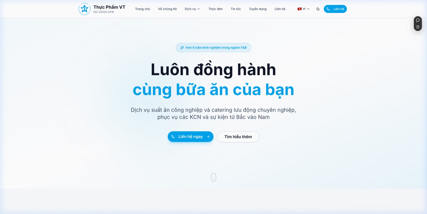VT Food — Website Suất ăn Công nghiệp & Catering